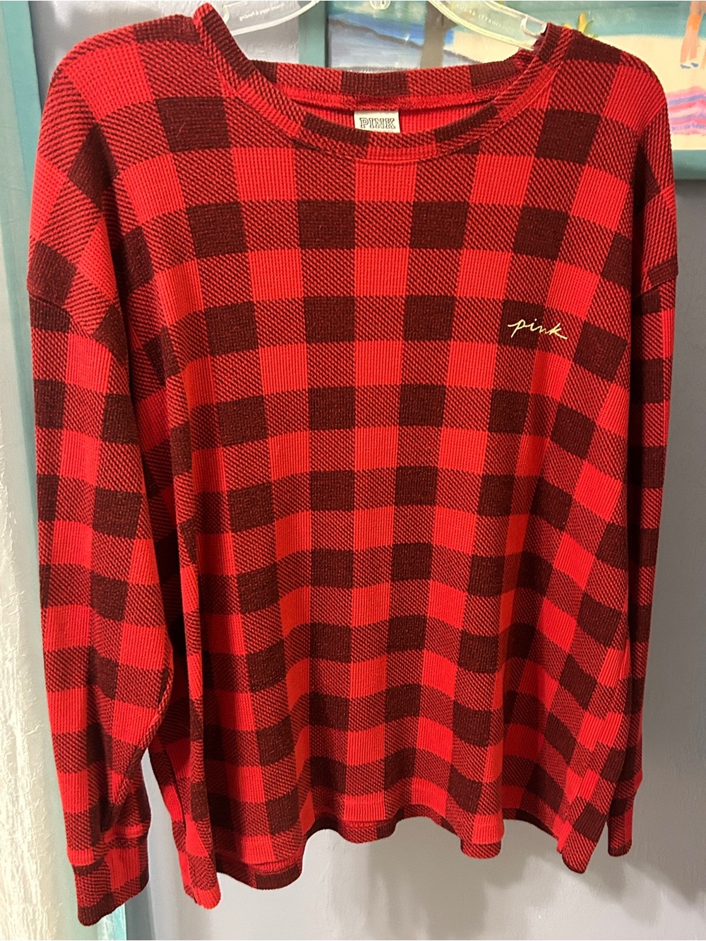 VS Pink Red/Black Thermal Top - Size XL
